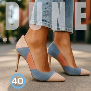 Dune London Azzra Suede Snakeskin Heels sz 40 US 9 Pastel Colors Stilettos